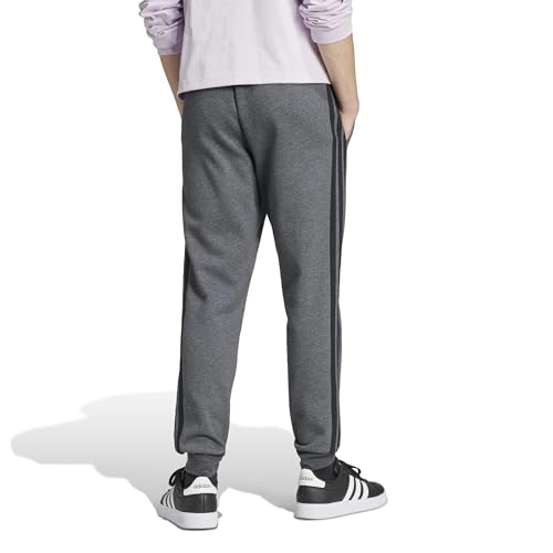 adidas Herren Essential Three Stripes Fleece Pants, Dark Grey Heather/Black, L – Ansicht 2