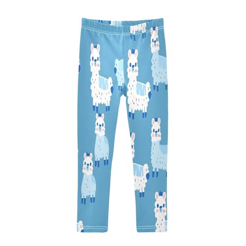 Bolaz Toddler Girls Leggings Printed Yoga Pants Leggings Alpaca Blue Background for Kids