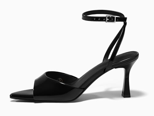 Image of Coutgo Womens Kitten Heels Sandals Pointed Open Toe Ankle Buckle Strap Summer Dress Shoes