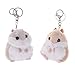 TOYANDONA Lot de 2 porte-clés Kawaii en peluche en forme de hamster (rose et bleu)