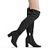 DREAM PAIRS Women's DOB213 Thigh High Over The Knee Fashion Chunky Heel Long Boots,Black Suede, Size 8