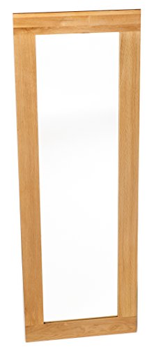 Hallowood Furniture Waverly - Long Miroir Mural en chêne Clair - 138 x 48 cm - Cadre en chêne Massif - Miroir étroit pour Chambre à Coucher - Miroir Mural rectangulaire pour Salon et Couloir Cover
