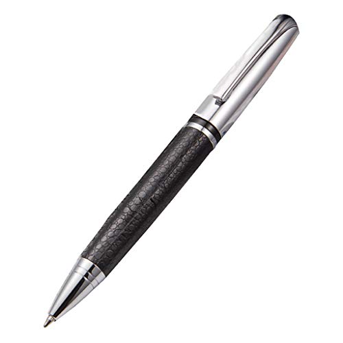 Bolígrafo rotativo de 0,5 mm, de piel negra, metal, regalo para estudiantes, oficina, papelería, juego de bolígrafos de gel para colorear para adultos