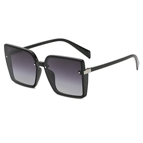 Lunettes de soleil carrées rétro surdimensionnées femmes hommes vintage noires grand créateur