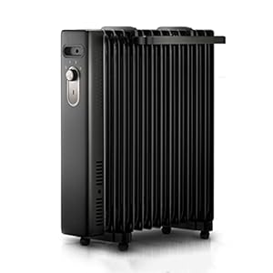 elektrische ventilatorkachel 2200W 13 Vin-olie gevulde radiatorverwarming in zwart, verstelbare thermostaat met 3 warmtinstellingen, ruimteverwarmers met ingebouwde oververhitting en tip over bescherm