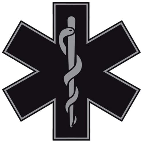 Kramer sticker's shop Black Subdued Reflective Star of Life Fire Helmet Decal EMS EMT 2 in.