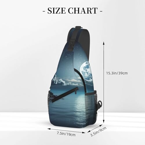 Bolso cruzado Moon Ocean Landscape unisex negro miniatura 3