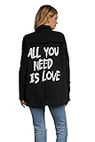 Elan Women's All You Need Is Love Distressed Shirt Jacket (Small, Black)