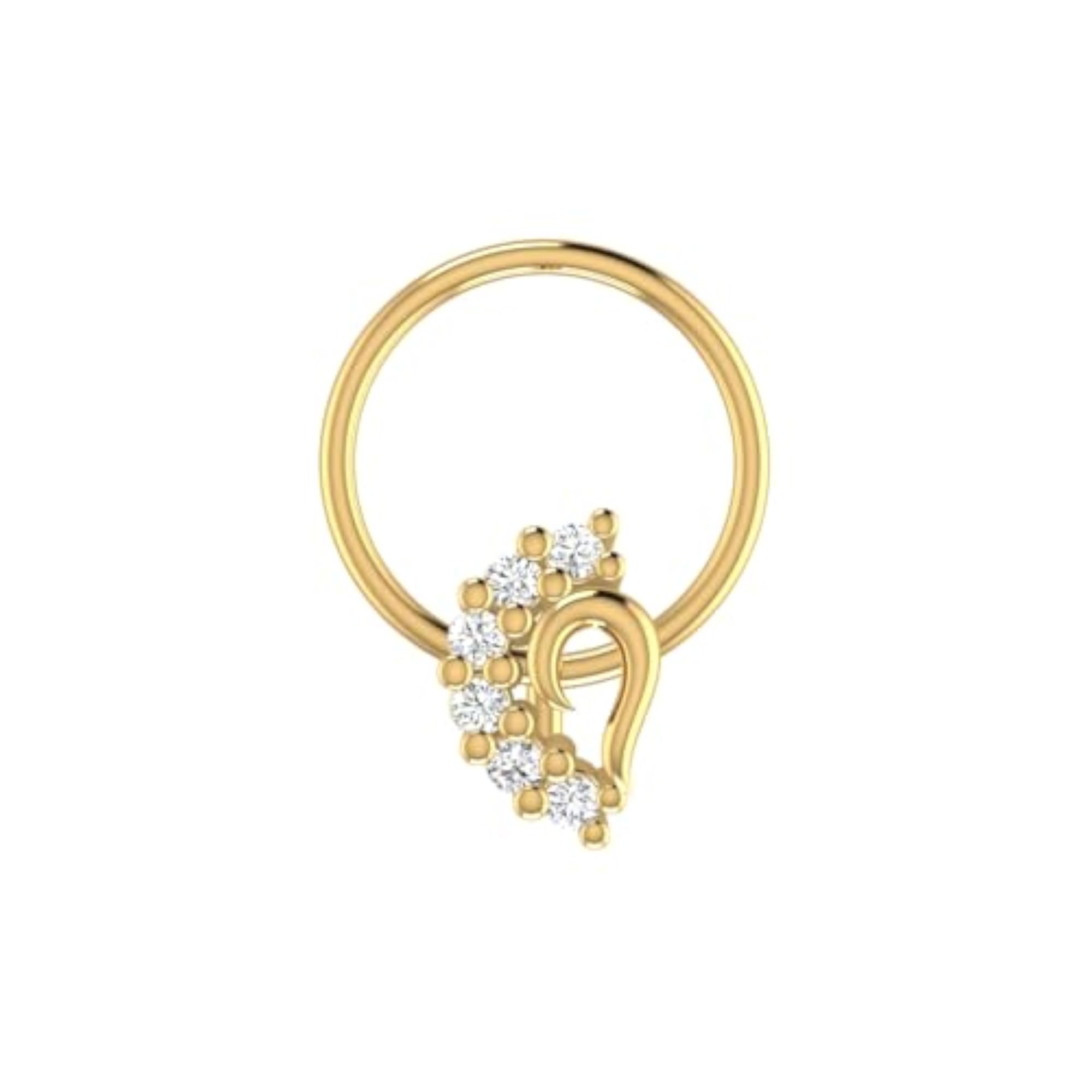 Women's 14Kt Yellow Gold Stud Nosering, Simple & Elegant