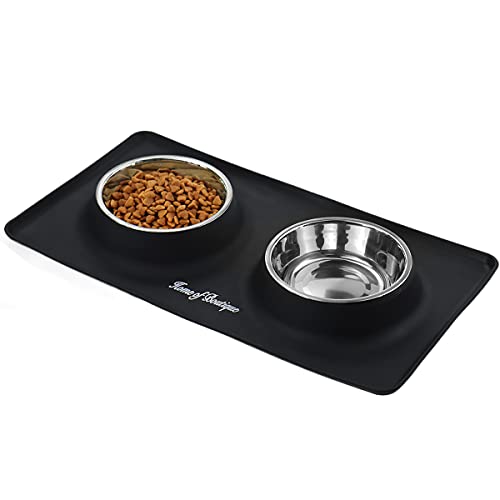 Ciotole Per Cani In Acciaio Inox AKONE – Set Da 2 Da 900 Ml, Fondo Antiscivolo In Silicone, Lavabili In Lavastoviglie