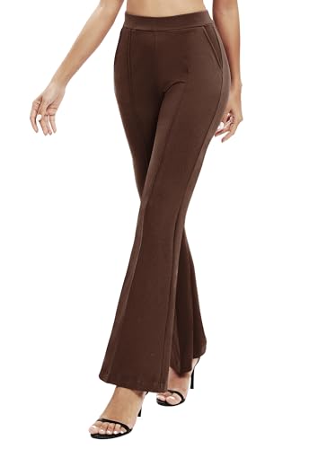 Women's Flare Dress Pant with Pockets Stretchy High Waisted Pants for Work Casual4