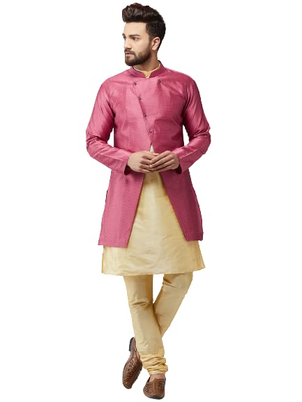 Image of SOJANYA Men's Silk Blend Solid Kurta & Pyjama Set
