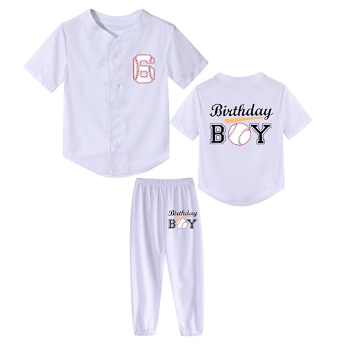 Image of Kids Baseball Jersey Birthday Boy Shirt and Striped Pants 2 Piece Birthday Outfit Summer Clothes 1-6 Years Old