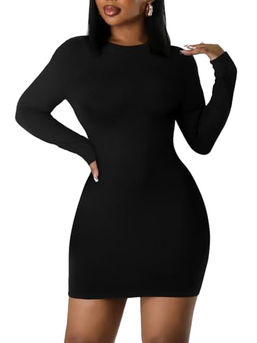 Women's Long Sleeve Bodycon Dress - Mini Spring Fall Club Party Fitted Tight Pencil Dresses2