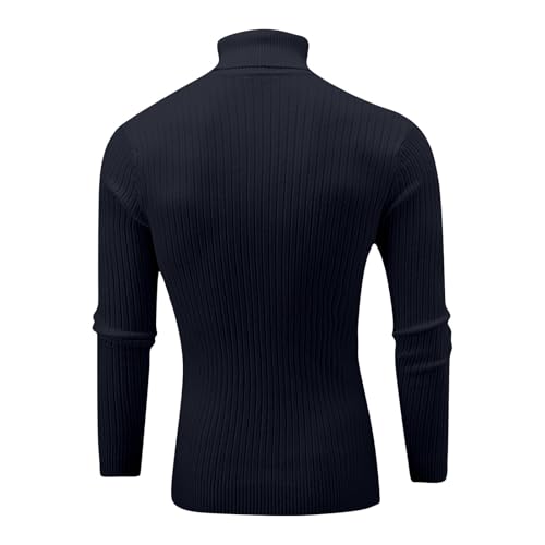 Men's Autumn Winter Vintage Sweater, Mens Fashion Striped Knitted Slim Fit Long Sleeve Sweater Stand Collar Pullover3