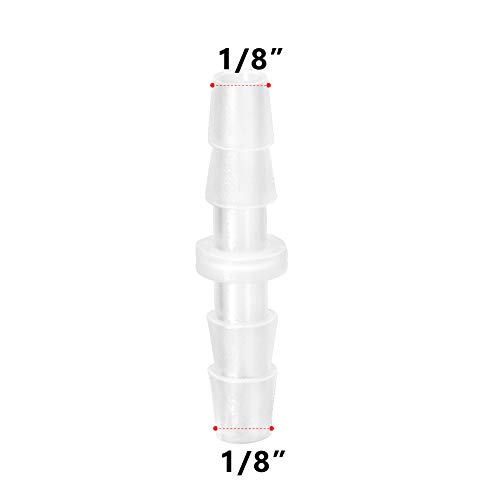 Quickun Plastic Hose Barb Fitting, 1/8" X 1/8" Barbed Splicer Mender Joint Adapter Union Fitting ( Pack Of 10 ) #TOP1