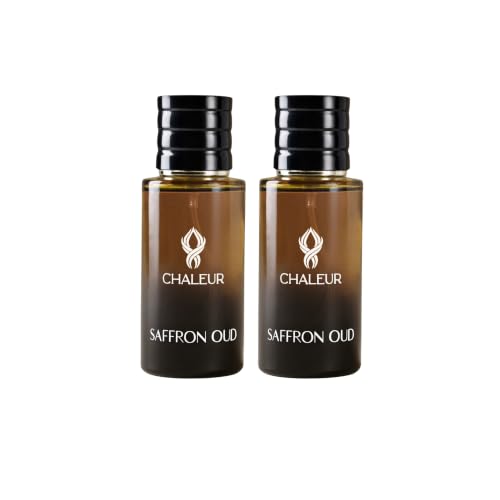 Image of Chaleur Saffron Oud Eau de Parfum for Men Long Lasting 2x50ml
