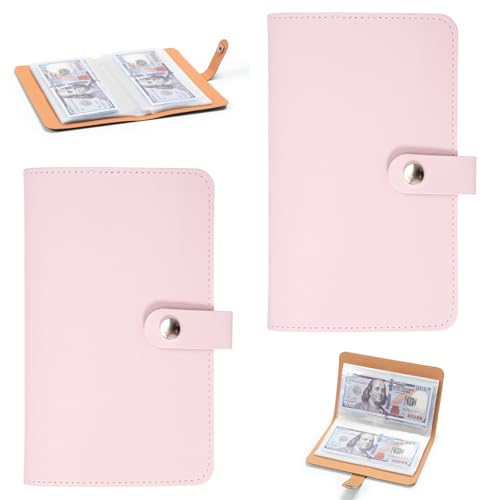 Zouwel 2Pack 100Envelopes Money Saving Challenge Wallet with Binder (Pink)
