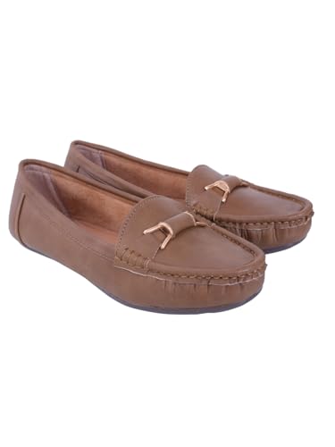 Image of Pluxh Women's Elegant Ballet Flats with Metal Accent | Soft Comfort Slip-On Shoes | Lightweight Everyday Footwear | Flexible Grip Sole | Office, Casual & Work Wear