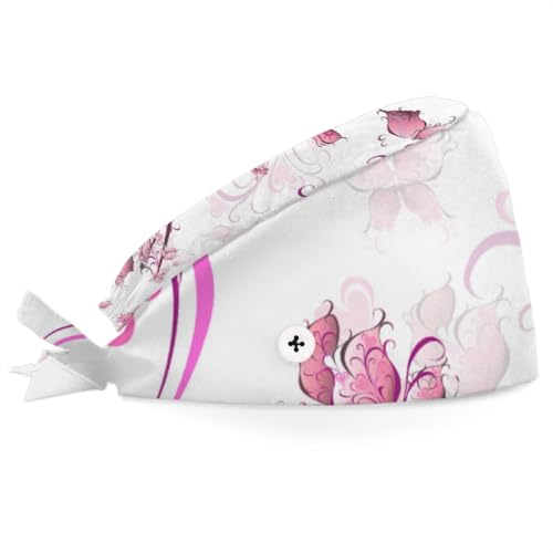 Mularoka Pretty Tower Heels Working Caps with Button Sweatband Comfortable Adjustable Bouffant Hats Work Hat for Women Men