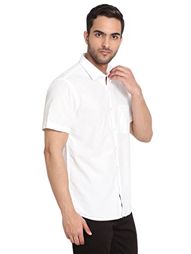 Image of Cantabil Cotton Solid Half Sleeve Regular Fit Casual Shirt for Men with Pocket | Cotton Casual Shirt for Men | Casual Wear Shirts for Men (P-MSHC00247A)