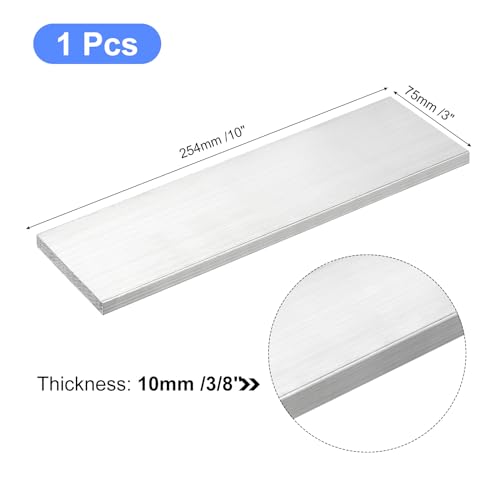 Image of uxcell Square Aluminum Flat Bar, 3 /8 inch Thick 3 inch Width 10 inch Length Square Aluminum Bar 6061 Aluminum Flat Plate, 10 x 75 x 254mm T6511 Solid New Mill Stock for Industrial Building