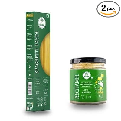 Acasa Spaghetti Pasta 500 gm & Bechamel sauce 150 ml Pack of 2