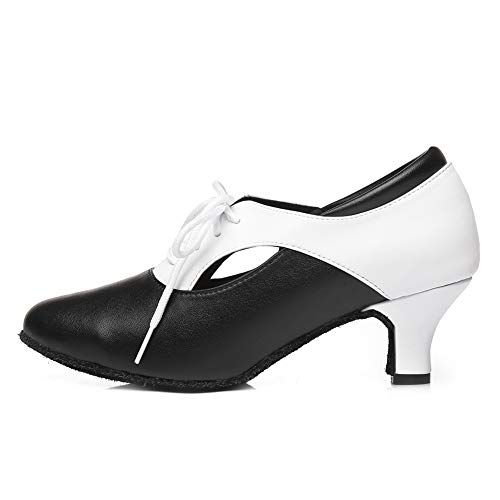 HROYL Women Ballroom Dance Shoes Lace-up Latin Salsa Practice Dance Shoes,YCL318