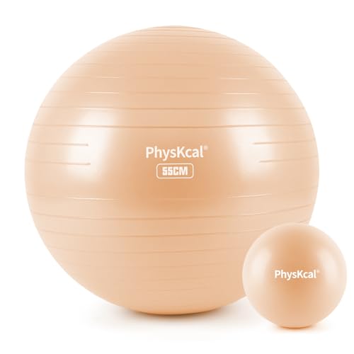 PhysKcal 55cm Beige Dicker Gymnastikball und 23 cm Pilatesball Set, Anti Burst Gymnastikball, Anti-Rutsch-Sitzball, Balanceball, Yogaball für Zuhause, Fitnessstudio und Büro PhysKcal 55cm Beige Dicker Gymnastikball und 23 cm Pilatesball Set, Anti Burst Gymnastikball, Anti-Rutsch-Sitzball, Balanceball, Yogaball für Zuhause, Fitnessstudio und Büro