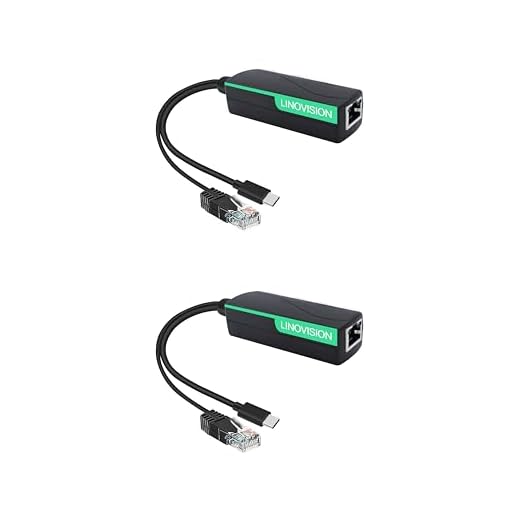 LINOVISION Splitter Poe per Alimentazione e Dati Ethernet USB-C (Confezione da 2)