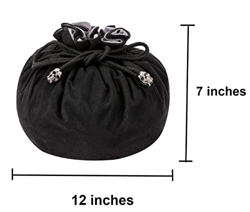 Large Dnd Dice Drawstring Bags With Pockets Black Storage Bag For Rpg Mtg Game Dices Capacity Over 300 Dice #TOP2