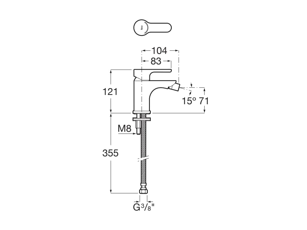 Roca A5A6C09NB0 Single Lever Bidet Mixer L20 with Smooth Body, Cold Start Nego Mate, Dull Black - Image 2