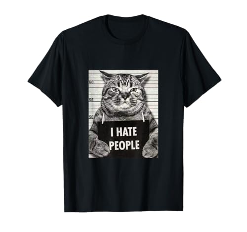 witziges Katzen Bild, I hate People Spruch T-Shirt Hoodie T-Shirt