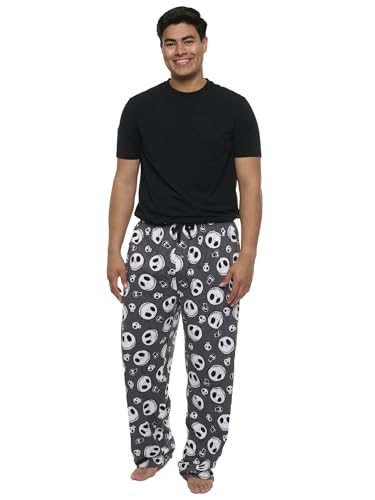 Image of Disney Mens Lounge Pants Pajama Bottoms Jack Skellington Mickey Mouse
