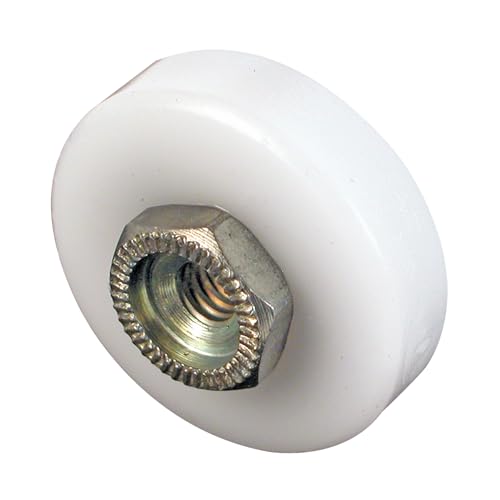 Prime-Line M 6152 Shower Door Roller, 3/4 In. Diameter, Flat Edge Nylon Tire, Steel Ball Bearings, Threaded Hex Head Hub (4 Pack)