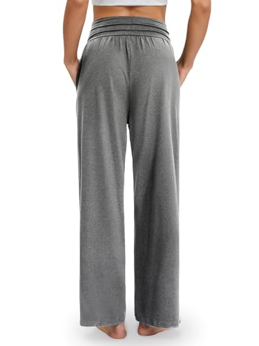 Image of Gracyoga Wide Leg Yoga Pants for Women Casual Loose Cozy Sweatpants High Waisted Lounge Pajama Flowy Pants With Pockets