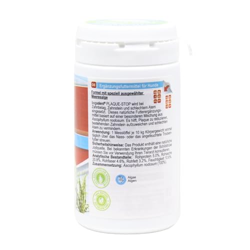 Bogadent Plaque-Stop - Hunde Zahnpflege - 70g - Pulver zur Beseitigung von Zahnstein & gegen Mundgeruch bei Hunden - Einfach Zahnstein selbst entfernen - Zahnsteinentferner Hund, UBO0783