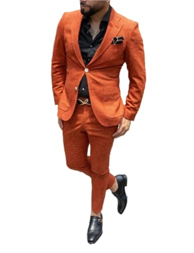 Ensemble costume lin homme veste décontractée pantalon mariage chic chic été