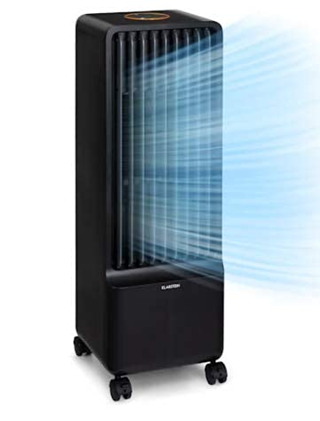 Klarstein Maxflow Smart - Raffreddatore Evaporativo, Ventilatore, Umidificatore 3in1, Wi-Fi: AppControl, 80 W, 700 m³ h, 4 Velocità, 3 Modalità, Timer: 24 h, Serbatoio: 5 L, Nero