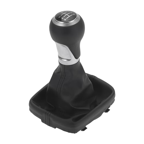 Motoforti 6 Pomello del Cambio Manuale a 6 Velocità con Copertura, Leva del Cambio del Cambio del Cambio, per Audi A3 03-13, Finta Pelle in Plastica, Tono Argento Opaco Nero.