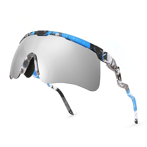Image of FEISEDY Sunglasses for Men and Women, Polarized Large Retro Rimless Glasses TR90 Frame for Baseball, Cycling, Sports B4073