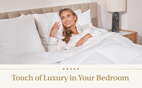 Image of Lavish Comforts Down Alternative Oversized Queen Comforter - Extra Fluffy Duvet Insert, Hotel Queen, Puffy Thick All Season Premium Cooling Comforter - White 102x86