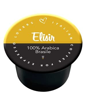 Italian Coffee - Elisir 100% Arabica Brasile - Lote de 100 cápsulas de café compatibles con las...