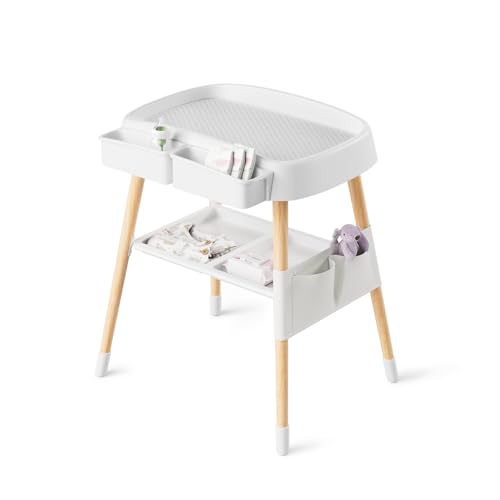Image of Portable Baby Changing Table Dresser Waterproof Diaper Changing Table Pads Height Adjustable Baby Changing Station for Infant and Newborn(White)
