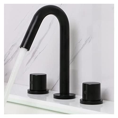 Mitigeur de lavabo à trois trous robinet d'évier noir mat 8 pouces en laiton robuste