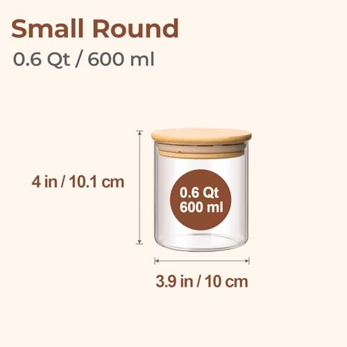 Image of ComSaf Glass Storage Containers with Lids 0.6 Qt, 6 Pack Small Glass Jars
