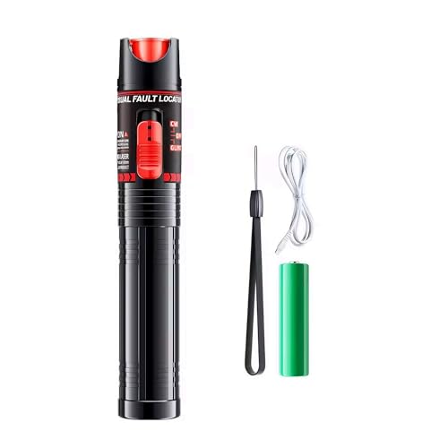Guakiili Localizador visual de defectos de fibra óptica recargable de 30 mW, pluma roja conector tipo C, probador de fibra óptica compatible con conectores SC/FC/ST/LC, herramienta VFL
