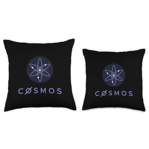Crypto Currency Worldwide Network Virtual Funds Cosmos Logo Atom Image Cryptocurrency Throw Pillow, 18x18, Multicolor