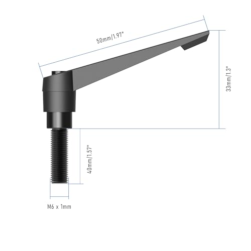 Image of 2PCS Clamping Lever Handles, M6 x 40mm Male Thread, Adjustable Quick Release Locking Rotating Screw Bolt Stud Knobs Apply for Lathe Machinery, Black