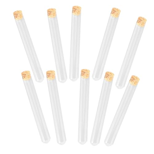 IMIKEYA 10 Tubos de Ensayo de Laboratorio de Vidrio Transparente con Tapones de Madera 15X150 MM para Almacenamiento de Muestras y Experimentos Químicos y Biológicos